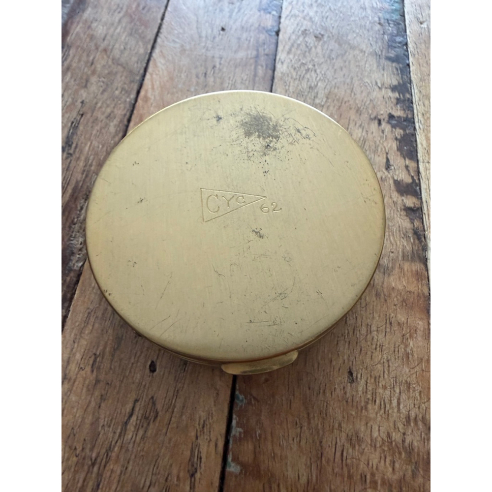 Women's vintage Gold and White mother of pearl Compact Mirror powder puff - Picture 5 of 7